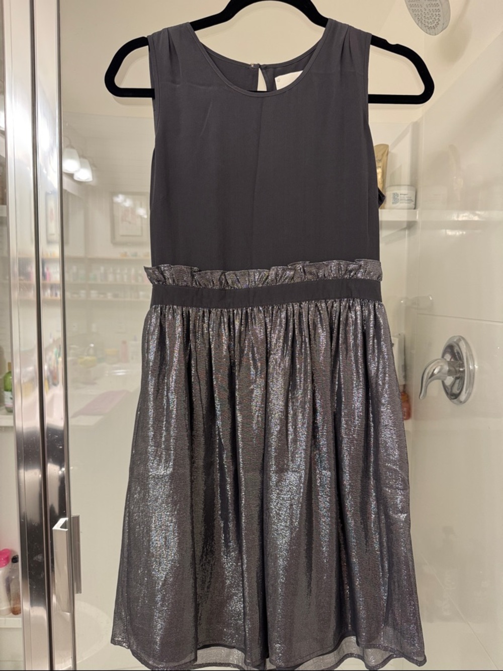 Madison Marcus Metallic Charcoal Party Dress